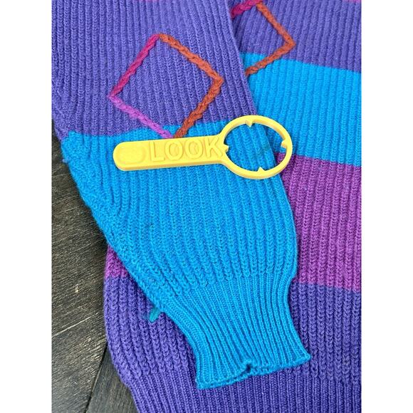 Vtg Colours By Alexander Julian HAND INTARSIA Knit Sweater Women's M Wool Blend - Picture 2 of 10